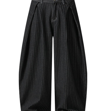 THETLSTUDIO Street personality striped wide-leg jeans for men and women washed distressed loose simple scimitar pants