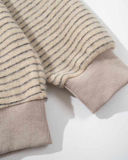 TALKLESSFASHION Striped Hooded Hooded Sweatshirt Jacket