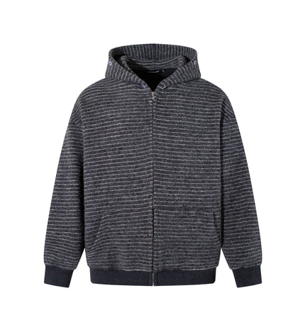 TALKLESSFASHION Striped Hooded Hooded Sweatshirt Jacket