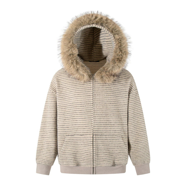 Striped Hooded Hooded Sweatshirt Jacket
