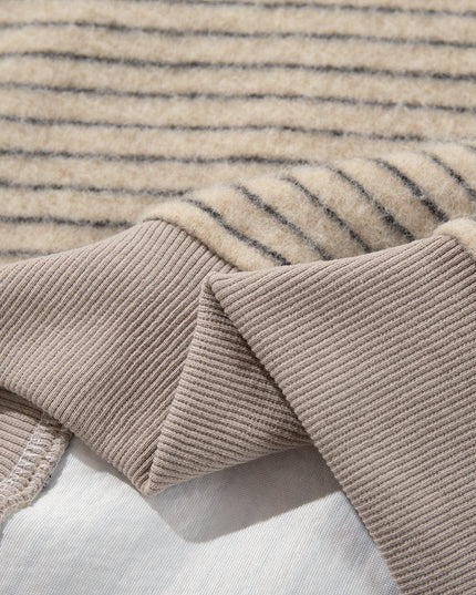 TALKLESSFASHION Striped Hooded Hooded Sweatshirt Jacket