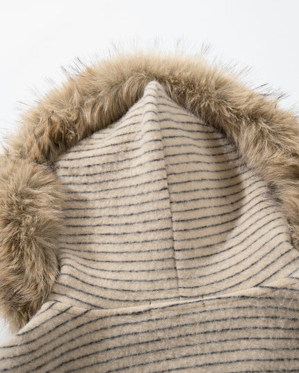 TALKLESSFASHION Striped Hooded Hooded Sweatshirt Jacket