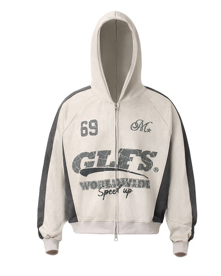 TALKLESSFASHION Suede Biker Hooded Zip-Up