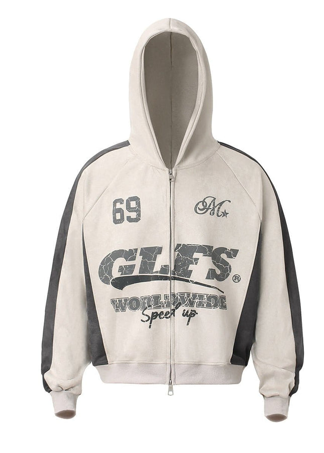TALKLESSFASHION Suede Biker Hooded Zip-Up