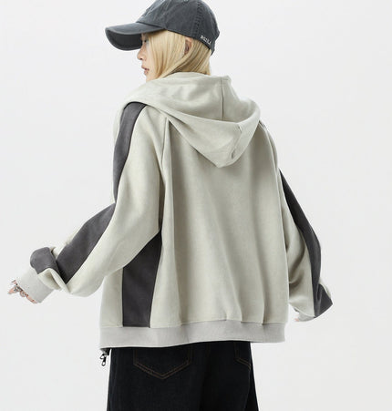 TALKLESSFASHION Suede Biker Hooded Zip-Up