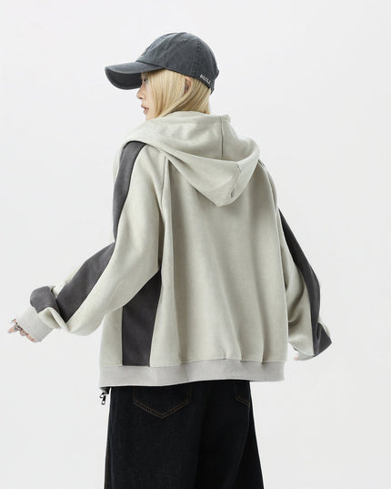 TALKLESSFASHION Suede Biker Hooded Zip-Up