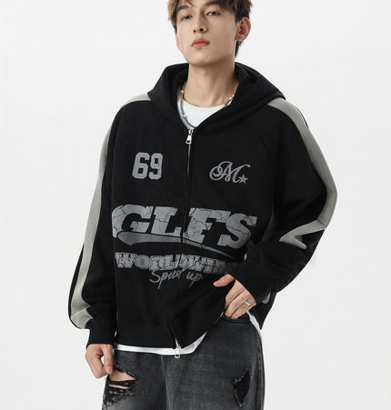 TALKLESSFASHION Suede Biker Hooded Zip-Up