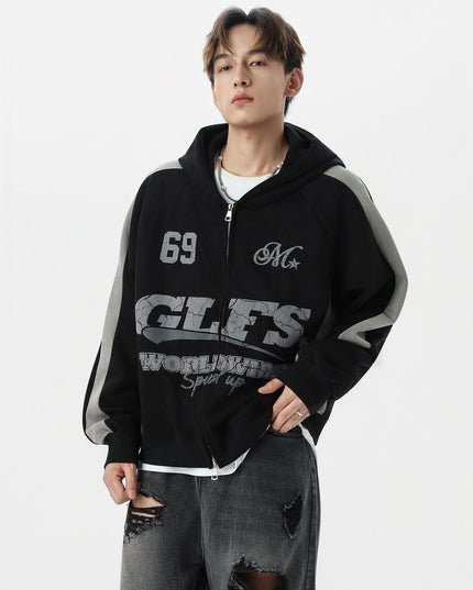 TALKLESSFASHION Suede Biker Hooded Zip-Up