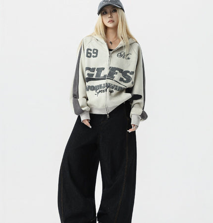 TALKLESSFASHION Suede Biker Hooded Zip-Up