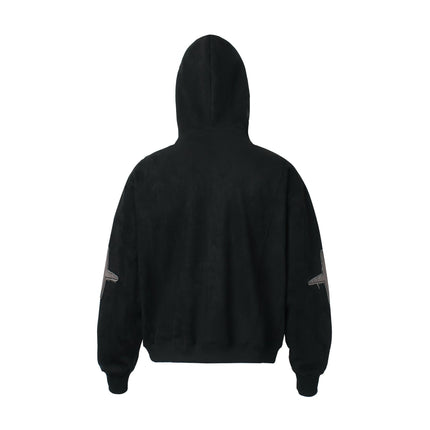 TALKLESSFASHION Suede Hooded Street Sweatshirt