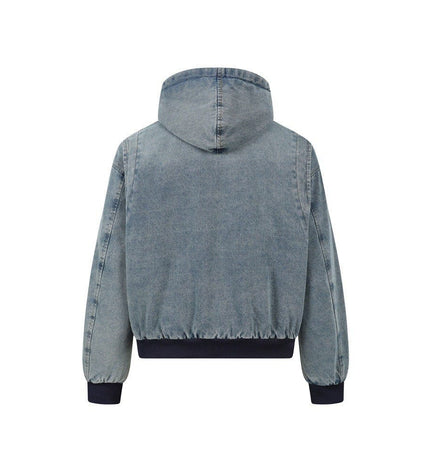 THETLSTUDIO TaelePlus Trendy American Vintage Winter Denim Jacket Men's and Women's Leopard Print Hooded Mountain Carving Cotton Jacket TP374