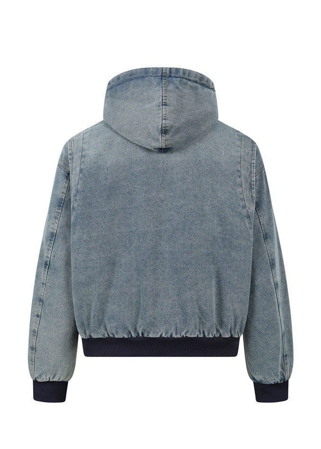 TALKLESSFASHION TaelePlus Trendy American Vintage Winter Denim Jacket Men's and Women's Leopard Print Hooded Mountain Carving Cotton Jacket TP374