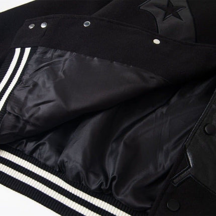 TALKLESSFASHION TALKLESSFASHION: Bold Stitches Baseball Jacket