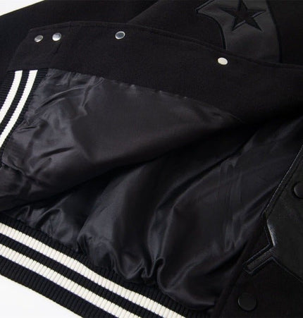 TALKLESSFASHION TALKLESSFASHION: Bold Stitches Baseball Jacket