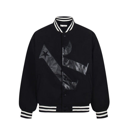 TALKLESSFASHION TALKLESSFASHION: Bold Stitches Baseball Jacket