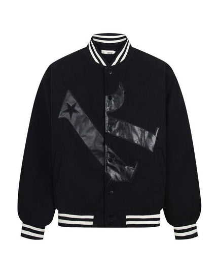 TALKLESSFASHION TALKLESSFASHION: Bold Stitches Baseball Jacket