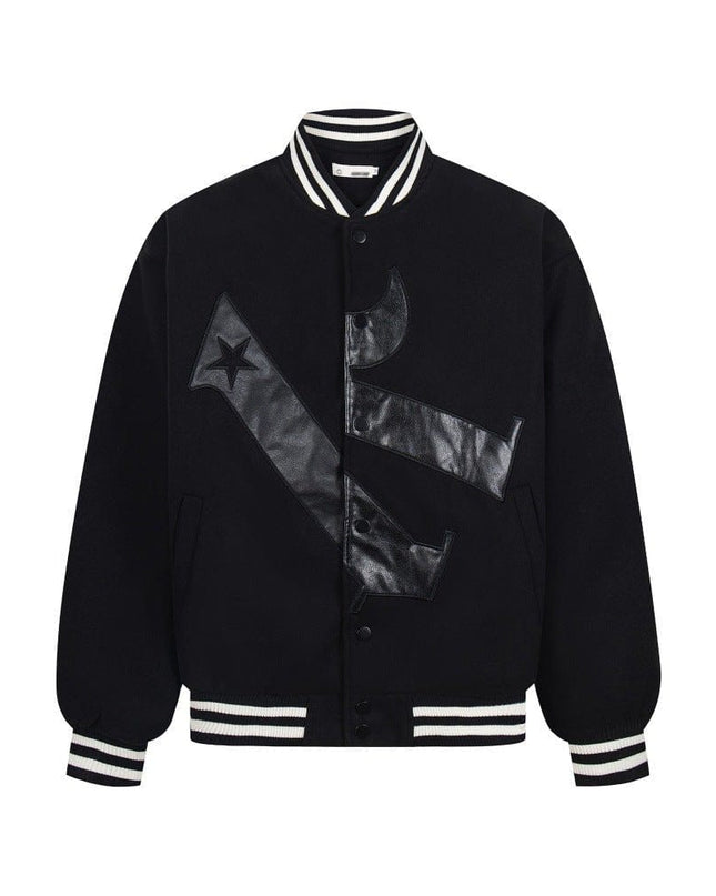 TALKLESSFASHION TALKLESSFASHION: Bold Stitches Baseball Jacket