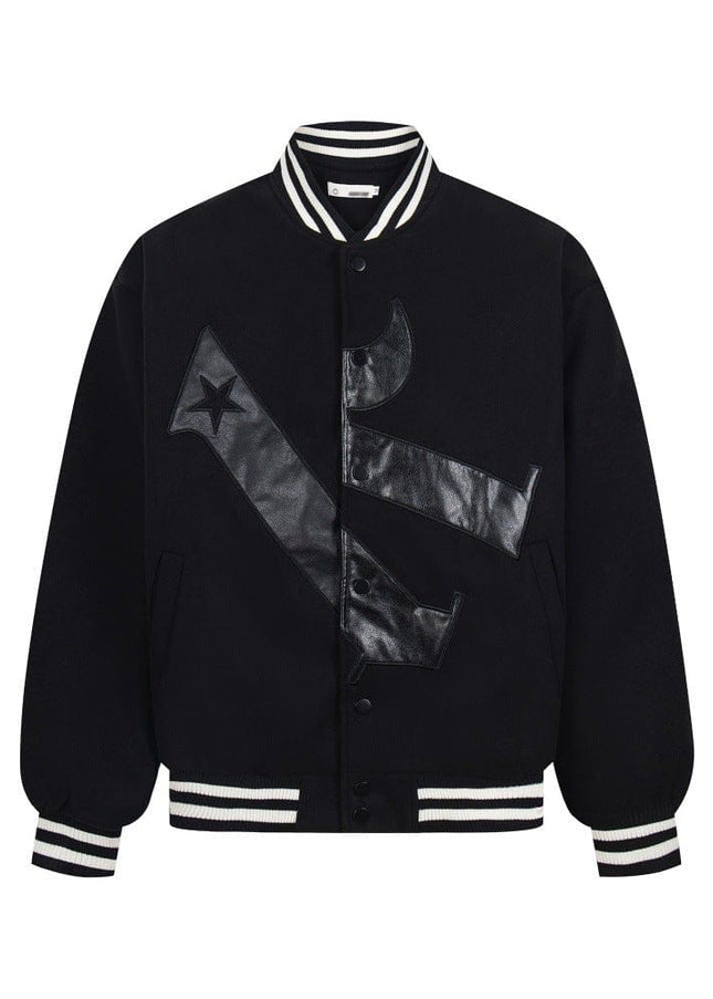 TALKLESSFASHION TALKLESSFASHION: Bold Stitches Baseball Jacket