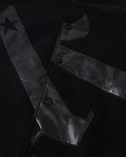 TALKLESSFASHION TALKLESSFASHION: Bold Stitches Baseball Jacket