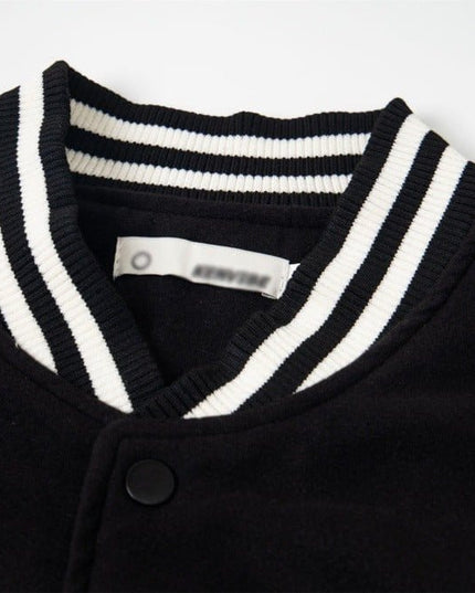 TALKLESSFASHION TALKLESSFASHION: Bold Stitches Baseball Jacket