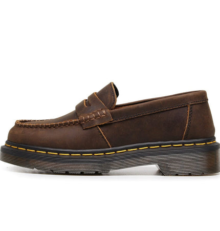 THETLSTUDIO Top layer Crazy Horse dark brown loafers, fashion commuting, low-top small leather shoes, women's cross-border plus-size casual brogues, men's shoes