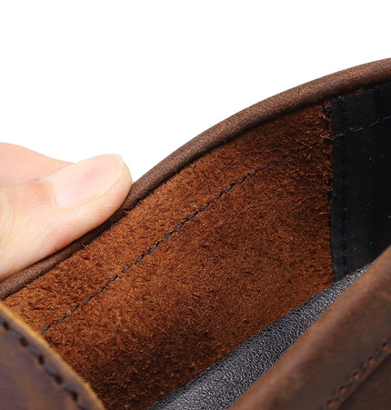 THETLSTUDIO Top layer Crazy Horse dark brown loafers, fashion commuting, low-top small leather shoes, women's cross-border plus-size casual brogues, men's shoes