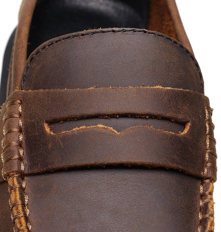 THETLSTUDIO Top layer Crazy Horse dark brown loafers, fashion commuting, low-top small leather shoes, women's cross-border plus-size casual brogues, men's shoes