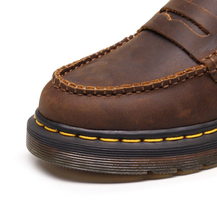 TALKLESSFASHION Top layer Crazy Horse dark brown loafers, fashion commuting, low-top small leather shoes, women's cross-border plus-size casual brogues, men's shoes