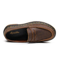 TALKLESSFASHION Top layer Crazy Horse dark brown loafers, fashion commuting, low-top small leather shoes, women's cross-border plus-size casual brogues, men's shoes
