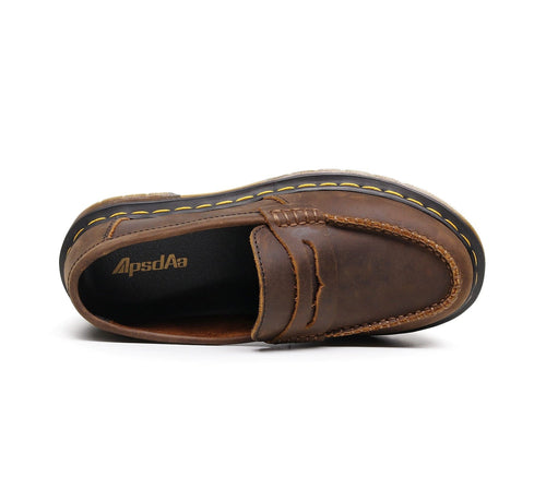 THETLSTUDIO Top layer Crazy Horse dark brown loafers, fashion commuting, low-top small leather shoes, women's cross-border plus-size casual brogues, men's shoes