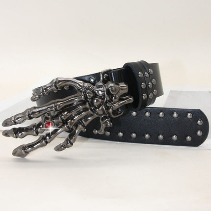 TALKLESSFASHION Trend: Shibuya Spice Girls, Hip Hop, Punk, Subculture Accessories, Skull, Hand Stud, Belt, Belt, Pants, Belt, Triple Leather Loop