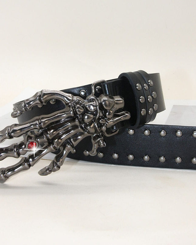 TALKLESSFASHION Trend: Shibuya Spice Girls, Hip Hop, Punk, Subculture Accessories, Skull, Hand Stud, Belt, Belt, Pants, Belt, Triple Leather Loop