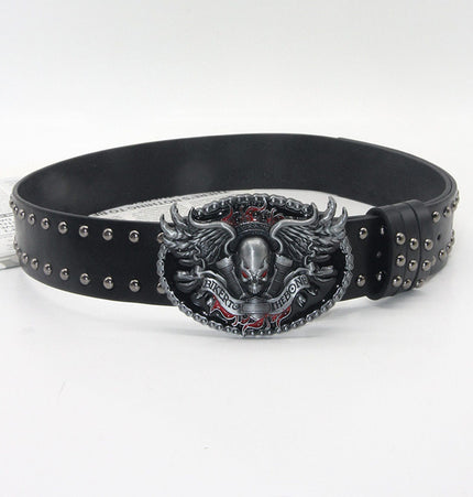 TALKLESSFASHION Trend: Shibuya Spice Girls, Hip Hop, Punk, Subculture Accessories, Skull, Hand Stud, Belt, Belt, Pants, Belt, Triple Leather Loop
