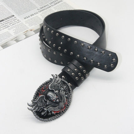 TALKLESSFASHION Trend: Shibuya Spice Girls, Hip Hop, Punk, Subculture Accessories, Skull, Hand Stud, Belt, Belt, Pants, Belt, Triple Leather Loop
