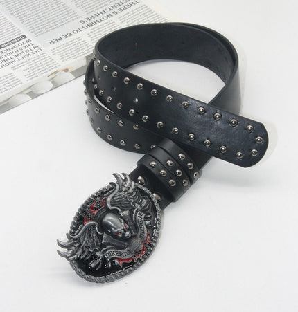 TALKLESSFASHION Trend: Shibuya Spice Girls, Hip Hop, Punk, Subculture Accessories, Skull, Hand Stud, Belt, Belt, Pants, Belt, Triple Leather Loop