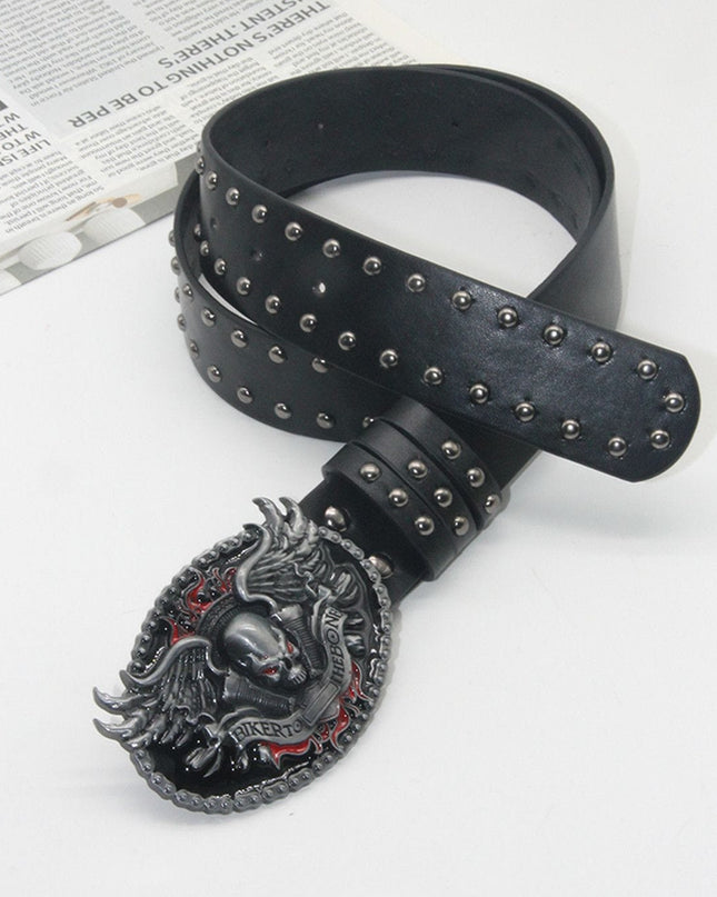TALKLESSFASHION Trend: Shibuya Spice Girls, Hip Hop, Punk, Subculture Accessories, Skull, Hand Stud, Belt, Belt, Pants, Belt, Triple Leather Loop