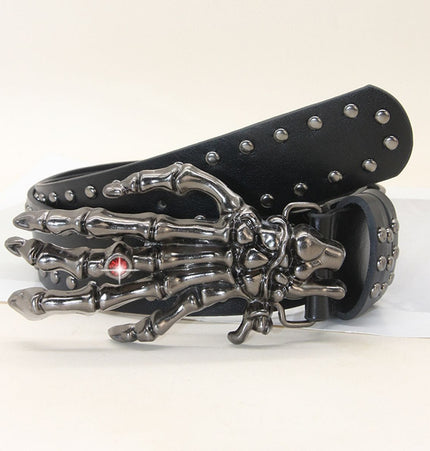 TALKLESSFASHION Trend: Shibuya Spice Girls, Hip Hop, Punk, Subculture Accessories, Skull, Hand Stud, Belt, Belt, Pants, Belt, Triple Leather Loop