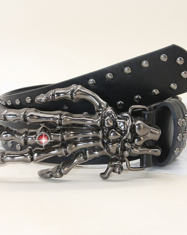 TALKLESSFASHION Trend: Shibuya Spice Girls, Hip Hop, Punk, Subculture Accessories, Skull, Hand Stud, Belt, Belt, Pants, Belt, Triple Leather Loop