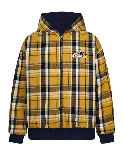 TALKLESSFASHION two sided plaid hooded jacket on both sides