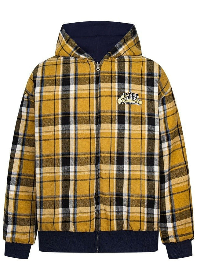 TALKLESSFASHION two sided plaid hooded jacket on both sides