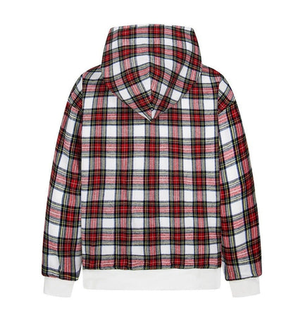 TALKLESSFASHION two sided plaid hooded jacket on both sides