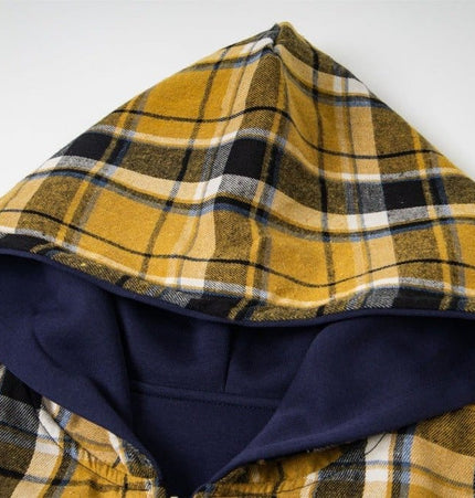 TALKLESSFASHION two sided plaid hooded jacket on both sides