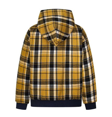TALKLESSFASHION two sided plaid hooded jacket on both sides