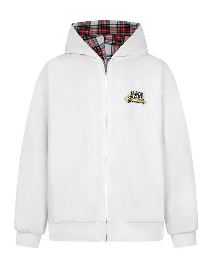 TALKLESSFASHION two sided plaid hooded jacket on both sides