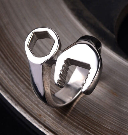 TALKLESSFASHION US code 10 Original trendy brand punk Harley, trendy men's ring, single, European and American retro, domineering, simple personality, student ring black