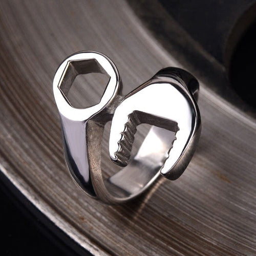 THETLSTUDIO US code 10 Original trendy brand punk Harley, trendy men's ring, single, European and American retro, domineering, simple personality, student ring black