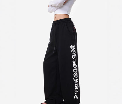 TALKLESSFASHION Vintage American Letter Print Scimitar Sweatpants Women's Trendy Sports Jazz Dance Street Loose Drape Wide-leg Pants
