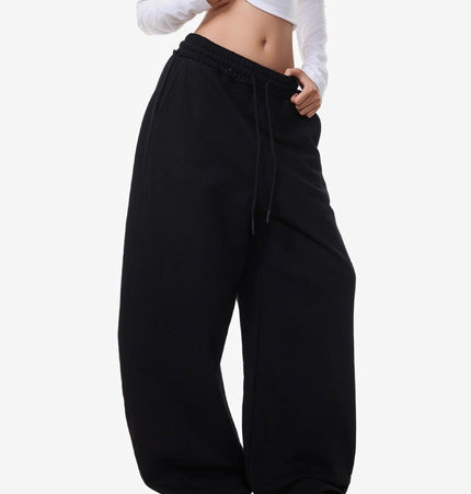 THETLSTUDIO Vintage American Letter Print Scimitar Sweatpants Women's Trendy Sports Jazz Dance Street Loose Drape Wide-leg Pants