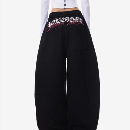 TALKLESSFASHION Vintage American Letter Print Scimitar Sweatpants Women's Trendy Sports Jazz Dance Street Loose Drape Wide-leg Pants
