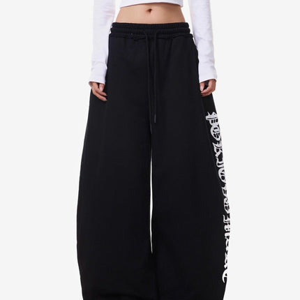 TALKLESSFASHION Vintage American Letter Print Scimitar Sweatpants Women's Trendy Sports Jazz Dance Street Loose Drape Wide-leg Pants